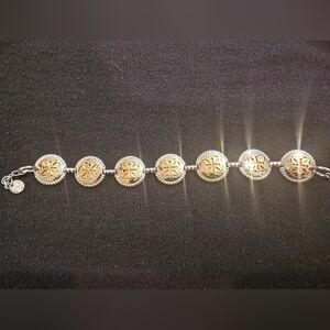Rustic Cuff Two-Tone Coin Link Bracelet in Gold and Silver